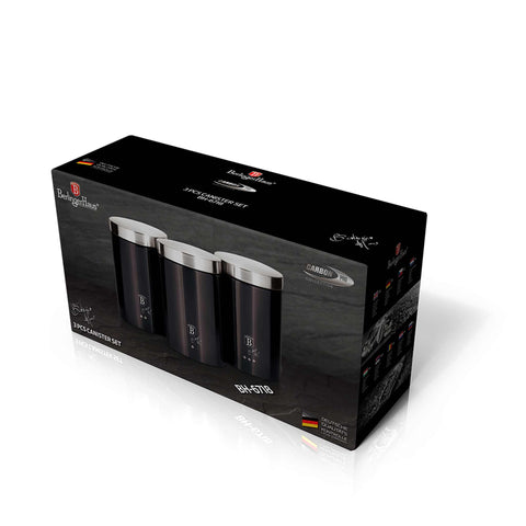  BH/6718, juego de 3 botes, gris oscuro, juego de botes a., juego de botes, botes de cocina, contenedores de almacenamiento, almacenamiento de alimentos, bote