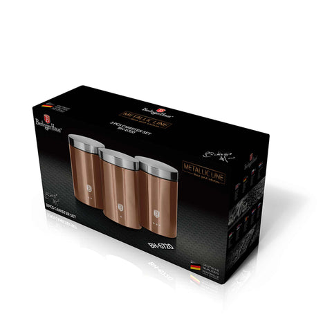  BH/6720, juego de 3 botes, oro rosa, juego de botes a., juego de botes, botes de cocina, contenedores de almacenamiento, almacenamiento de alimentos, bote