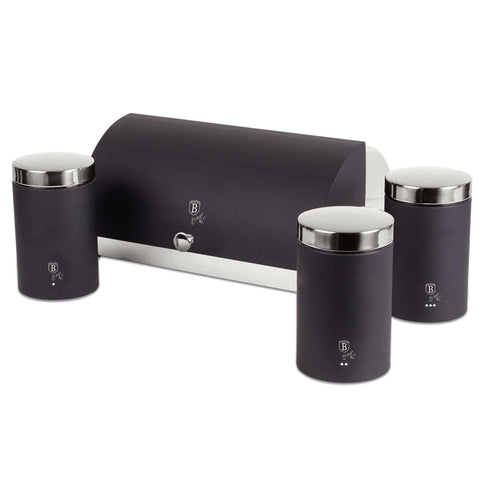  BH/6733, Panera con juego de 3 recipientes, Negro, Plateado, Panera con juego de recipientes, Juego de recipientes, Botes de cocina, Contenedores de almacenamiento, Panera, Panera, Almacenamiento de alimentos