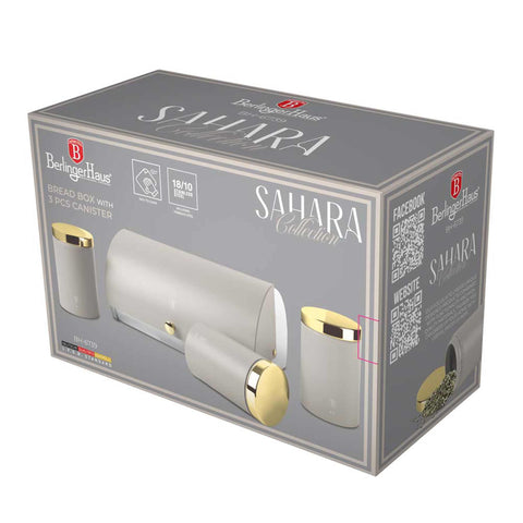  BH/6739, Caja de pan con juego de 3 recipientes, Crema, caja de pan con juego de recipientes, juego de recipientes, recipientes de cocina, contenedores de almacenamiento, caja de pan, panera, almacenamiento de alimentos