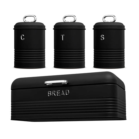 BH/6754, Panera con juego de 3 recipientes, Negro, Plateado, Panera con juego de recipientes, Juego de recipientes, Botes de cocina, Contenedores de almacenamiento, Panera, Panera, Almacenamiento de alimentos