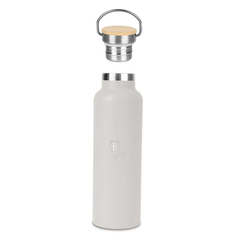  BH/6756, Termo con tapa de bambú 0,6L, Crema Mate, termo con tapa de bambú, termo, botella para beber, almacenamiento de alimentos