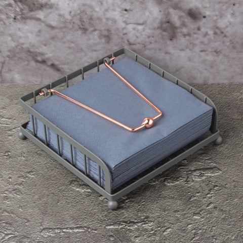 Product image of Napkin holder. Part of the Moonlight Collection . Features: • Material: iron • Size: 18,5*18,5*6,2 cm • Color: grey. (Conceptual view). Official Berlinger Haus product, boosted by Promintra sl.