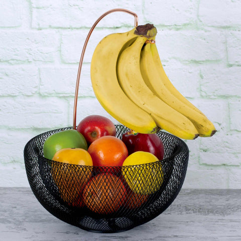 Cesta de frutas, porta plátanos,cesta de frutas,negro/oro rosa,BH/6770