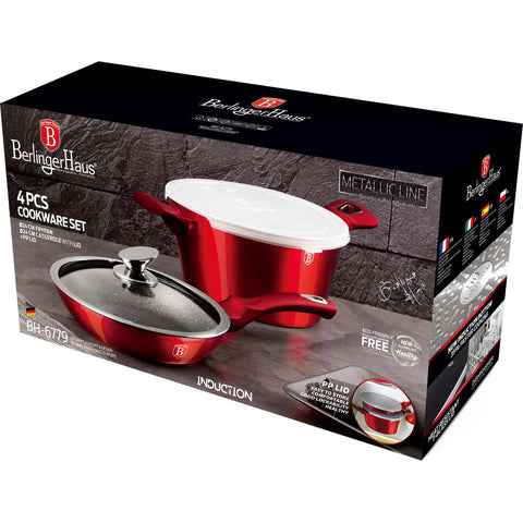  BH/6779, juego de utensilios de cocina de 4 piezas, burdeos, rojo, juego de utensilios de cocina de 4 piezas, utensilios de cocina inteligentes, juego de utensilios de cocina, ollas y sartenes, juego de ollas y sartenes, juego, cocina, utensilios de cocina, ollas y cazuelas