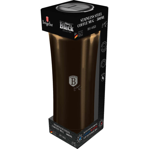  BH/6821, Taza de café 0,5L, Negra, Taza de café, Taza de café de viaje, Botella, Frasco, Vajilla, Taza