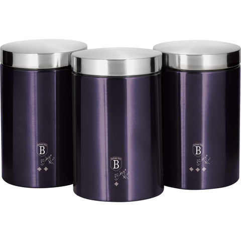  BH/6827, juego de 3 botes, morado, juego de botes a., juego de botes, botes de cocina, contenedores de almacenamiento, almacenamiento de alimentos, bote