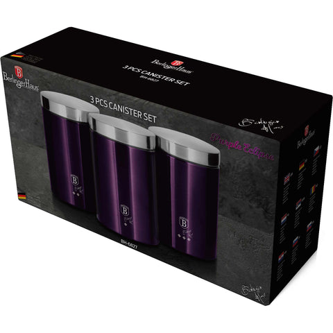  BH/6827, juego de 3 botes, morado, juego de botes a., juego de botes, botes de cocina, contenedores de almacenamiento, almacenamiento de alimentos, bote