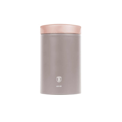 Product image of Bread box with 3pcs canister set. Part of the Taupe Collection . Features: • Material: stainless steel • Include: • Bread box 38,5*28*18,5 cm • Sugar canister Ø11*17,8 cm • Tea canister Ø11*17,8 cm • Coffee canister Ø11*17.... (Studio view). Official Berlinger Haus product, boosted by Promintra sl.
