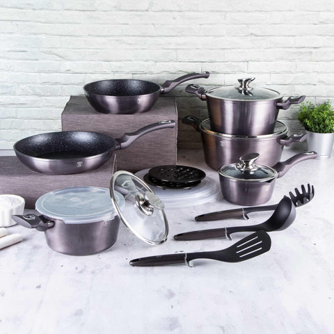 BH/6887, Juego de utensilios de cocina de 18 piezas, Gris oscuro, Juego de utensilios de cocina de 18 piezas, Batería de cocina inteligente, Juego de utensilios de cocina, Ollas, Juego de ollas, Ollas y sartenes, Juego de ollas y sartenes, Juego, Herramientas de cocina, Cocina, Batería de cocina, Ollas y cacerolas