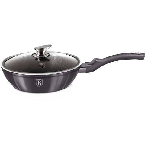 sartén, sartén honda, sartén honda con tapa, sartén, batería de cocina, cocinar, sartén honda 24 cm, gris oscuro,BH/6895