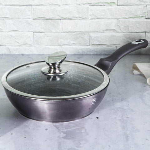 BH/6895, Sartén honda con tapa 24cm, Gris oscuro, Sartén honda 24 cm, Sartén, Sartén honda, Sartén honda con tapa, Sartén, Batería de cocina, Cocina, Sartenes