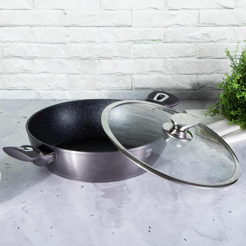  BH/6898, Olla baja con tapa 28cm, Gris oscuro, Olla baja 28 cm, Olla baja, Olla baja con tapa, Olla, Utensilios de cocina, Cocina, Ollas y cazuelas