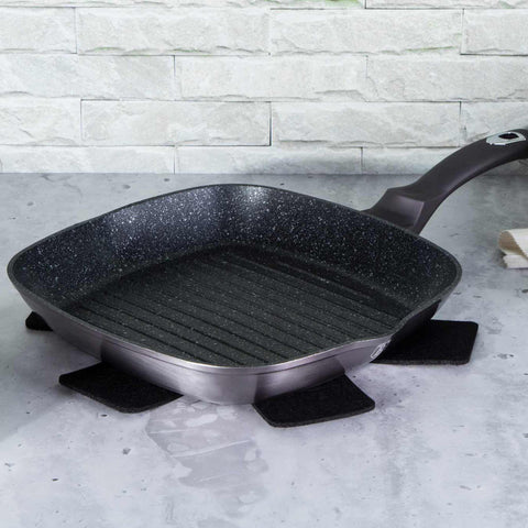 sartén, sartén para freír, sartén para parrilla, utensilios de cocina, cocinar, sartén para parrilla de 28 cm, gris oscuro,BH/6914,BH/6901