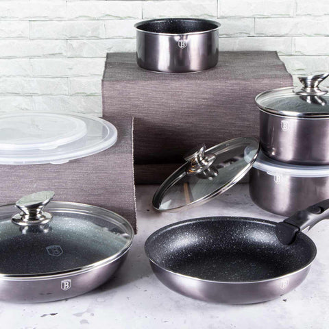  BH/6910, juego de utensilios de cocina de 12 piezas, gris oscuro, juego de utensilios de cocina de 12 piezas a., mango de clic, utensilios de cocina inteligentes, juego de utensilios de cocina, ollas y sartenes, juego de ollas y sartenes, juego, clic, cocina, utensilios de cocina, ollas y cazuelas