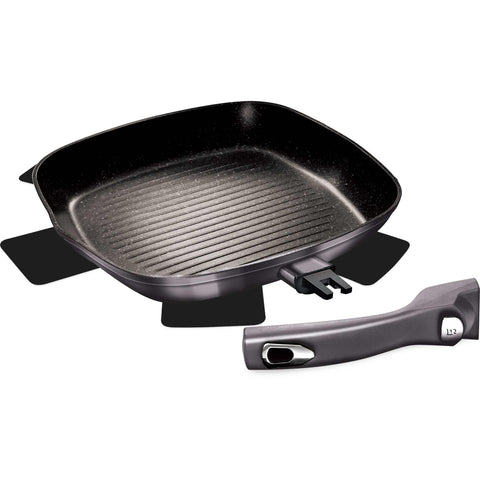 sartén, sartén para freír, sartén para parrilla, utensilios de cocina, cocinar, mango desmontable, sartén para parrilla de 28 cm, gris oscuro,BH/6901,BH/6914