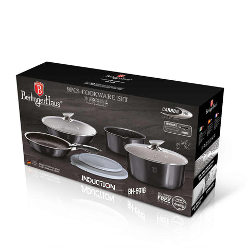  BH/6918, juego de utensilios de cocina de 9 piezas, gris oscuro, juego de utensilios de cocina de 9 piezas, mango de clic, utensilios de cocina inteligentes, juego de utensilios de cocina, ollas y sartenes, juego de ollas y sartenes, juego, clic, cocina, utensilios de cocina, ollas y cazuelas