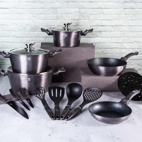  BH/6920, juego de utensilios de cocina de 17 piezas, gris oscuro, juego de utensilios de cocina de 17 piezas, juego de utensilios de cocina, ollas, juego de ollas, ollas y sartenes, juego de ollas y sartenes, juego, herramientas de cocina, cuchillo, cuchillos, cocina, utensilios de cocina, ollas y cazuelas