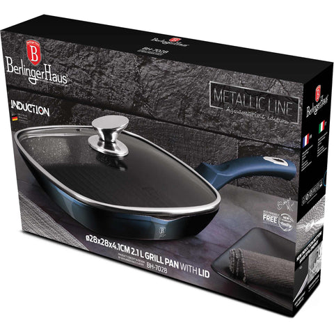  BH/7028, Sartén grill con tapa 28cm, Aguamarina, Azul, Sartén grill 28 cm con tapa, Sartén, Sartén, Sartén grill, Sartén grill con tapa, Batería de cocina, Cocina, Sartenes