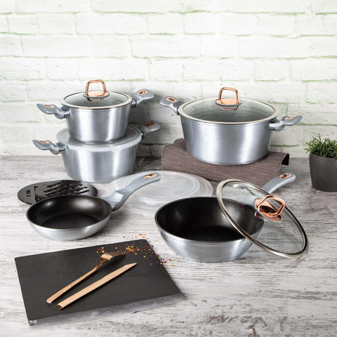  BH/7033, Juego de utensilios de cocina de 13 piezas, Gris, Juego de utensilios de cocina de 13 piezas b., utensilios de cocina inteligentes, juego de utensilios de cocina, ollas y sartenes, juego de ollas y sartenes, juego, cocina, utensilios de cocina, Ollas y cacerolas