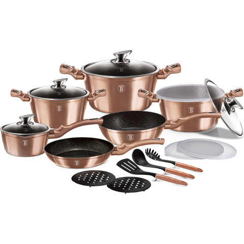  BH/7034, BH/7034N, juego de utensilios de cocina de 18 piezas, oro rosa, juego de utensilios de cocina de 18 piezas, utensilios de cocina inteligentes, juego de utensilios de cocina, ollas, juego de ollas, ollas y sartenes, juego de ollas y sartenes, juego, herramientas de cocina, cocina, utensilios de cocina, ollas y cazuelas