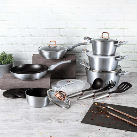  BH/7037, BH/6022, juego de utensilios de cocina de 18 piezas, gris, juego de utensilios de cocina de 18 piezas, utensilios de cocina inteligentes, juego de utensilios de cocina, ollas, juego de ollas, ollas y sartenes, juego de ollas y sartenes, juego, herramientas de cocina, cocina, utensilios de cocina, ollas y cazuelas