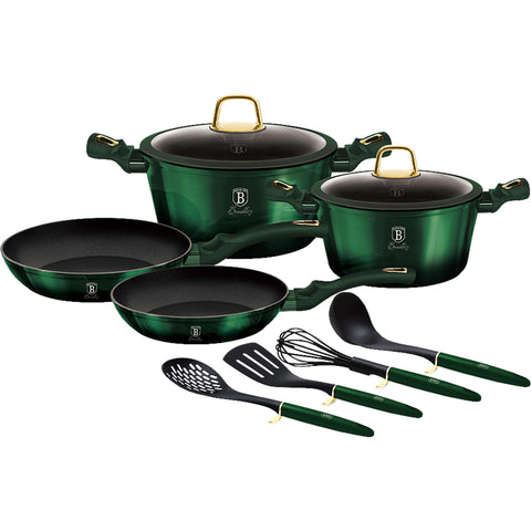  BH/7039, Juego de utensilios de cocina de 10 piezas, Esmeralda, Verde, Juego de utensilios de cocina de 10 piezas b., juego de utensilios de cocina, ollas, juego de ollas, ollas y sartenes, juego de ollas y sartenes, juego, utensilios de cocina, cocina, utensilios de cocina, Ollas y cacerolas