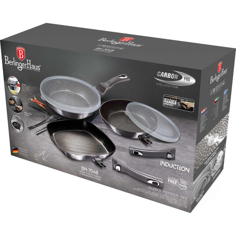 sartén, juego de sartenes, sartén, juego de sartenes, sartén grill, utensilios de cocina, cocinar, mango desmontable, utensilios de cocina inteligentes, juego de sartenes de 5 piezas b., gris oscuro,BH/6904,BH/7048