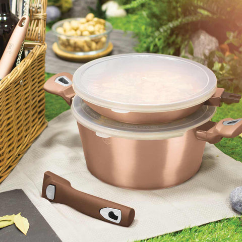  BH/7051, BH/7047, juego de utensilios de cocina de 6 piezas con mango desmontable, oro rosa, juego de utensilios de cocina de 6 piezas b., mango desmontable, utensilios de cocina inteligentes, juego de utensilios de cocina, ollas y sartenes, juego de ollas y sartenes, juego, cocina, utensilios de cocina, ollas y cazuelas