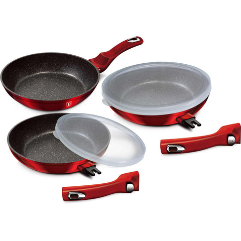 BH/7053,BH/1288NF,Juego de 5 sartenes con mango desmontable,Borgoña,Rojo,Juego de 5 sartenes a.,Mango desmontable,Utensilios de cocina inteligentes,Sartén,Juego de sartenes,Sartén,Juego de sartenes,Utensilios de cocina,Cocinar,Sartenes,Juego de sartenes