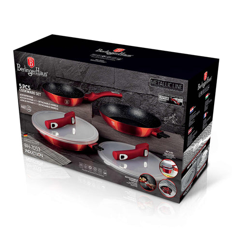 BH/7053,BH/1288NF,Juego de 5 sartenes con mango desmontable,Borgoña,Rojo,Juego de 5 sartenes a.,Mango desmontable,Utensilios de cocina inteligentes,Sartén,Juego de sartenes,Sartén,Juego de sartenes,Utensilios de cocina,Cocinar,Sartenes,Juego de sartenes