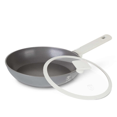 Product image of Frypan 20cm. Part of the Aspen Collection . Features: • Material: forged aluminum with grey titan non-stick coating • Frypan Ø20*4,5 cm 1,0L • Color: matt grey REGISTERED DESIGN BY BERLINGER HAUS!. (Studio view). Official Berlinger Haus product, boosted by Promintra sl.