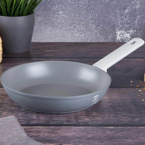 Product image of Frypan 20cm. Part of the Aspen Collection . Features: • Material: forged aluminum with grey titan non-stick coating • Frypan Ø20*4,5 cm 1,0L • Color: matt grey REGISTERED DESIGN BY BERLINGER HAUS!. (Studio view). Official Berlinger Haus product, boosted by Promintra sl.