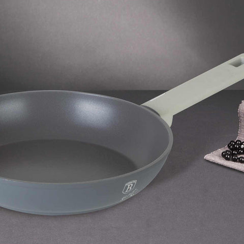 Product image of Frypan 20cm. Part of the Aspen Collection . Features: • Material: forged aluminum with grey titan non-stick coating • Frypan Ø20*4,5 cm 1,0L • Color: matt grey REGISTERED DESIGN BY BERLINGER HAUS!. (Studio view). Official Berlinger Haus product, boosted by Promintra sl.