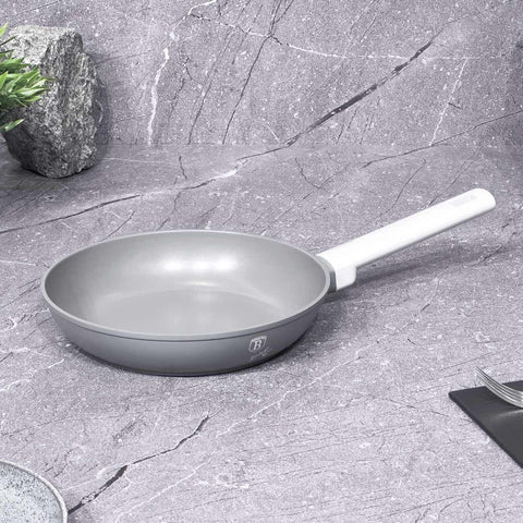Product image of Frypan 24cm. Part of the Aspen Collection . Features: • Material: forged aluminum with grey titan non-stick coating • Frypan Ø24*4,8 cm 1,7L • Color: matt grey REGISTERED DESIGN BY BERLINGER HAUS!. (Studio view). Official Berlinger Haus product, boosted by Promintra sl.