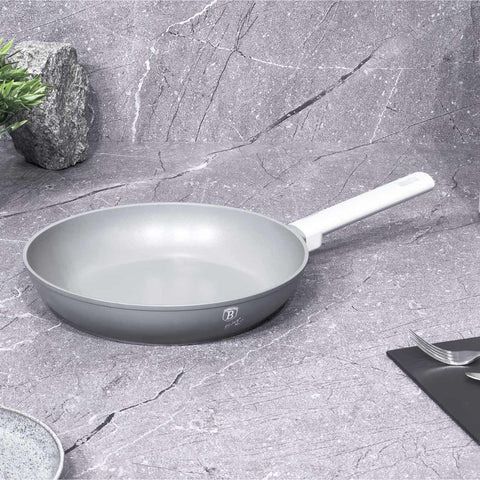 Product image of Frypan 28cm. Part of the Aspen Collection . Features: • Material: forged aluminum with grey titan non-stick coating • Frypan Ø28*5,2 cm 2,4L • Color: matt grey REGISTERED DESIGN BY BERLINGER HAUS!. (Studio view). Official Berlinger Haus product, boosted by Promintra sl.