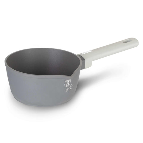 Product image of Sauce pan 16cm. Part of the Aspen Collection . Features: • Material: forged aluminum with grey titan non-stick coating • Sauce pan Ø16*7 cm 1,2L • Color: matt grey REGISTERED DESIGN BY BERLINGER HAUS!. (Studio view). Official Berlinger Haus product, boosted by Promintra sl.