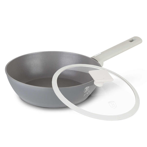Product image of Deep frypan with lid 24cm. Part of the Aspen Collection . Features: • Material: forged aluminum with grey titan non-stick coating • Deep frypan with lid Ø24*6,5 cm 2,3L • Color: matt grey REGISTERED DESIGN BY BERLIN.... (Studio view). Official Berlinger Haus product, boosted by Promintra sl.