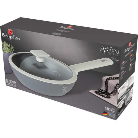 sartén, sartén honda, sartén honda con tapa, sartén, batería de cocina, cocinar, sartén honda 24 cm, gris mate, NUEVO,BH/7069