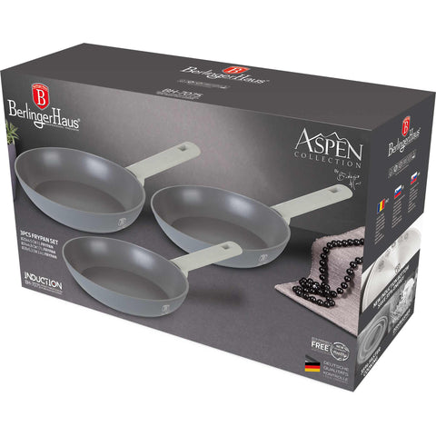  BH/7075, juego de 3 sartenes, gris mate, juego de 3 sartenes a., sartén, juego de sartenes, sartén, juego de sartenes, utensilios de cocina, cocina, sartenes, juego de sartenes