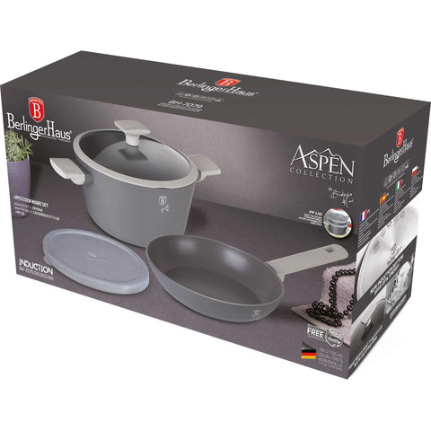  BH/7079,BH/8166, juego de utensilios de cocina de 4 piezas, gris mate, juego de utensilios de cocina de 4 piezas, utensilios de cocina inteligentes, juego de utensilios de cocina, ollas y sartenes, juego de ollas y sartenes, juego, cocina, utensilios de cocina, ollas y cazuelas