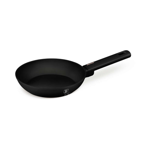 Product image of Frypan 20cm. Part of the Monaco Collection . Features: • Material: forged aluminum with black titan non-stick coating • Frypan Ø20*4,5 cm 1,0L • Color: black- rose gold REGISTERED DESIGN BY BERLINGER HAUS!. (Studio view). Official Berlinger Haus product, boosted by Promintra sl.