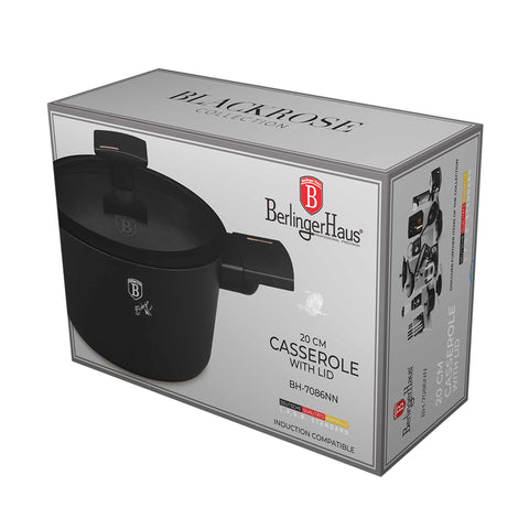  BH/7086NN,BH/7086,BH/7086N,Cacerola con tapa 20cm,Negro,Oro rosa,Cacerola 20 cm,Cacerola,Olla,Cacerola con tapa,Utensilios de cocina,Cocina,Ollas y cazuelas