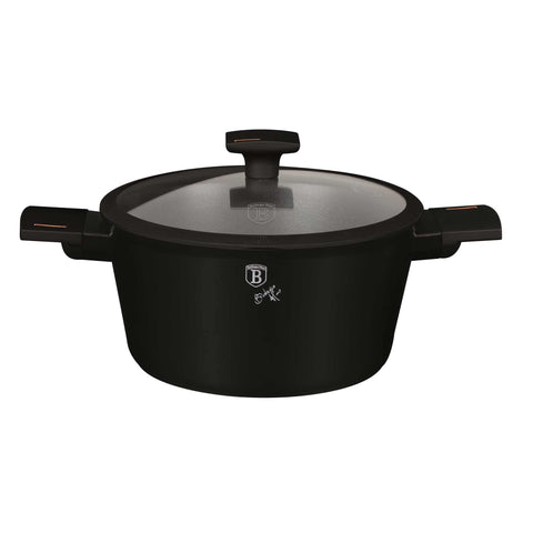 cacerola, olla, cacerola con tapa, batería de cocina, cocinar, cacerola de 20 cm, negro mate, RENEW, BH/7086 BH/7086N, BH/7086NN