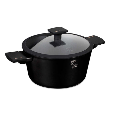 BH/7087N, RENEW, BH/7087,BH/7087NN, Cacerola con tapa 24cm, negro mate, cazuela 24 cm, cazuela, olla, cazuela con tapa, batería de cocina, cocinar