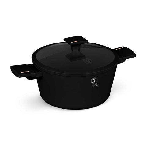  BH/7087N, BH/7087, BH/7087NN, Cacerola con tapa de 24 cm, Negro, Oro rosa, Cacerola de 24 cm, Cacerola, Olla, Cacerola con tapa, Batería de cocina, Cocina, Ollas y cazuelas