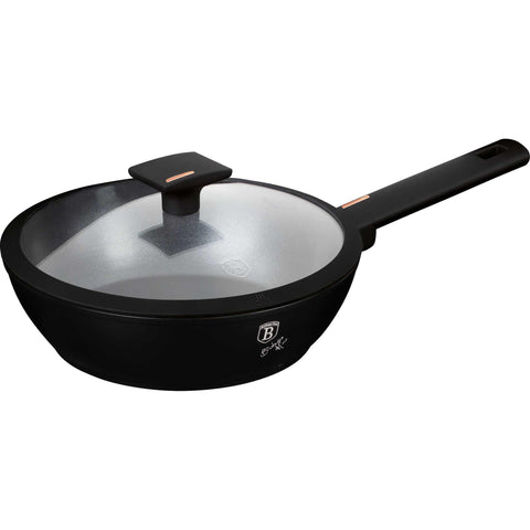 sartén, sartén honda, sartén honda con tapa, sartén, batería de cocina, cocinar, sartén honda 24 cm, negro mate, NUEVO,BH/7089N,BH/7089