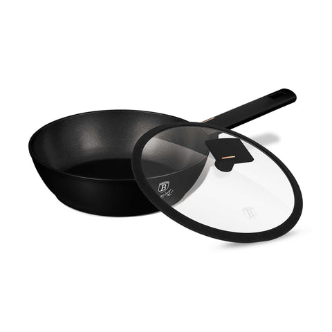 sartén, sartén honda, sartén honda con tapa, sartén, batería de cocina, cocinar, sartén honda 24 cm, negro mate, NUEVO,BH/7089N,BH/7089