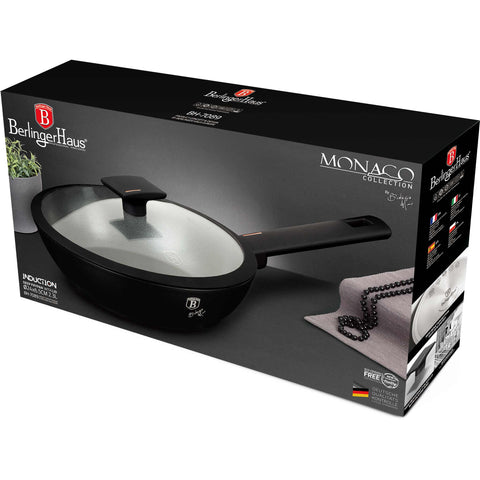 sartén, sartén honda, sartén honda con tapa, sartén, batería de cocina, cocinar, sartén honda 24 cm, negro mate, NUEVO,BH/7089N,BH/7089