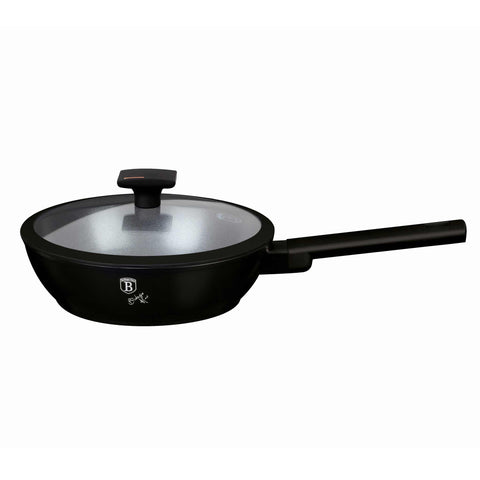 sartén, sartén honda, sartén honda con tapa, sartén, batería de cocina, cocinar, sartén honda 24 cm, negro mate, NUEVO,BH/7089N,BH/7089